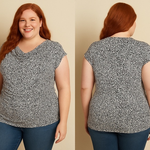 Lane Bryant Tops - Lane Bryant Black & White Floral Cowl Neck
Top Size 18/20
